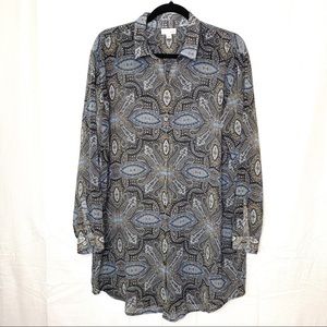 J. Jill Paisley Shirt - Long Chiffon‎ Sheer - M